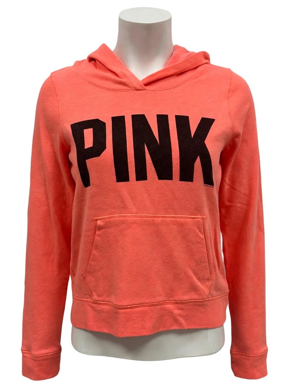 Y2K Victoria's Secret PINK Neon Coral Orange Pullover Hoodie Sweatshirt Medium